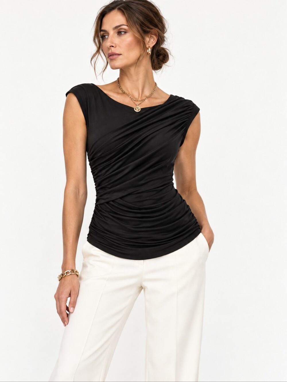 Cabi Top Draped Front Black Tank  261